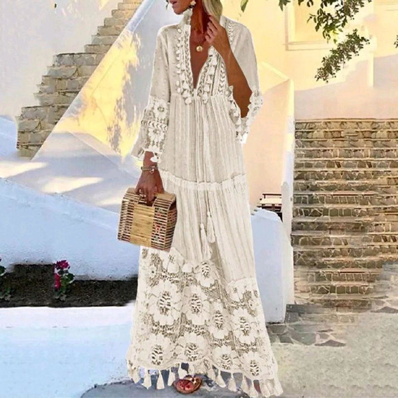 vestido longo linho renda guipir festa plussize