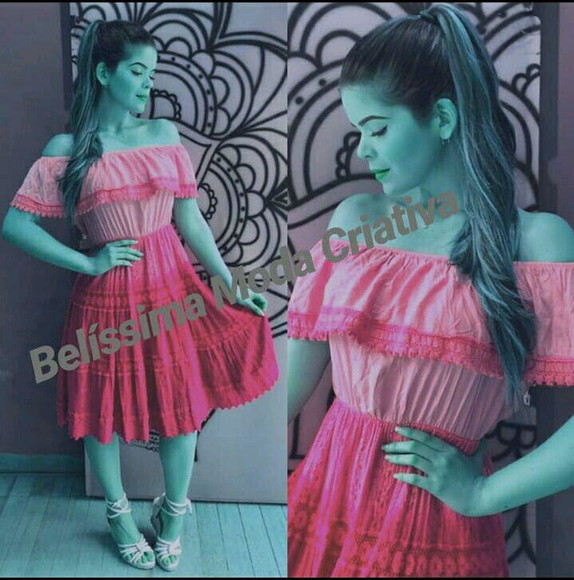 Vestido Manga Ciganinha Renda Guipir