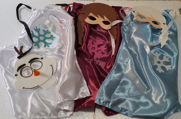 Capas de Cetim e Máscaras Frozen Elsa, Anna e Olaf - Imagem 4