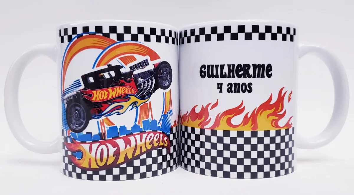 Caneca personalizada aniversario Hot Weels