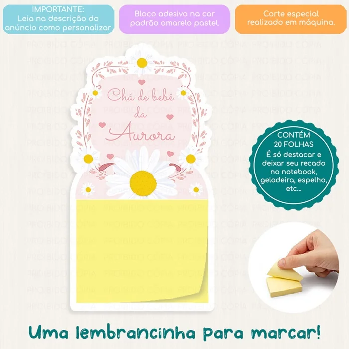 10 Lembrancinha Personalizada Festa Margaridas Mini Calendário ou Bloco de Recado - Imagem 3