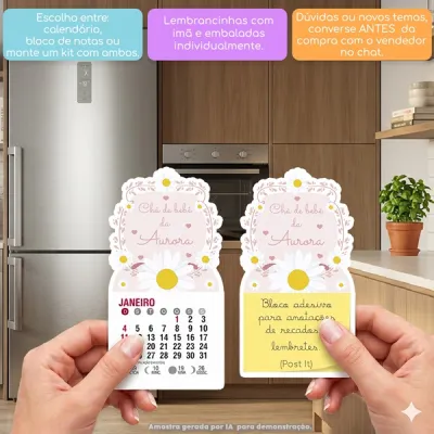 KIT COM 10 MINI CALENDÁRIO OU BLOCO DE RECADO MARGARIDAS