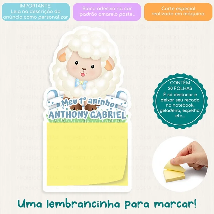 10 Lembrancinha Personalizada Festa Carneirinho Mini Calendário ou Bloco de Recado - Imagem 3