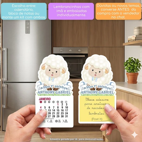 KIT COM 10 MINI CALENDÁRIO OU BLOCO DE RECADO CARNEIRINHO