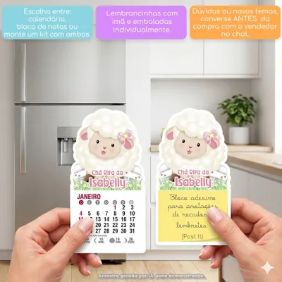 KIT COM 10 MINI CALENDÁRIO OU BLOCO DE RECADO OVELHINHA