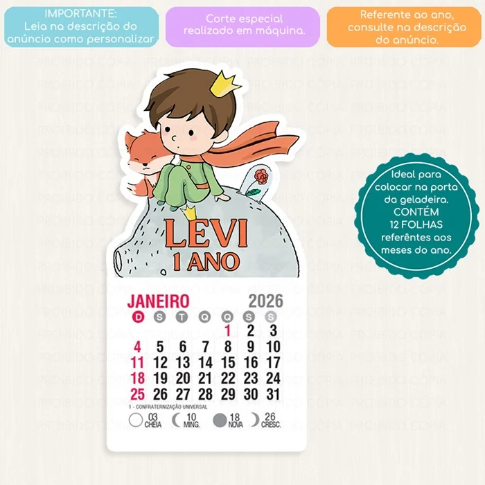 10 Lembrancinha Personalizada Festa Pequeno Príncipe Cute Mini Calendário ou Bloco de Recados - Imagem 4
