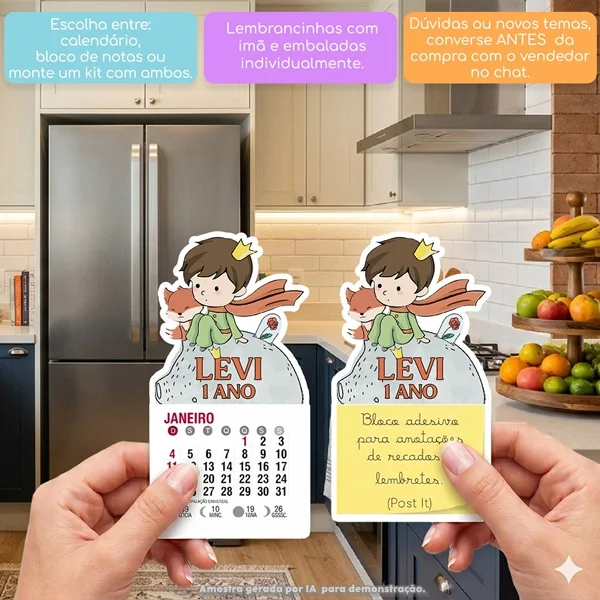 KIT COM 10 MINI CALENDÁRIO OU BLOCO DE RECADO PEQUENO PRÍNCIPE