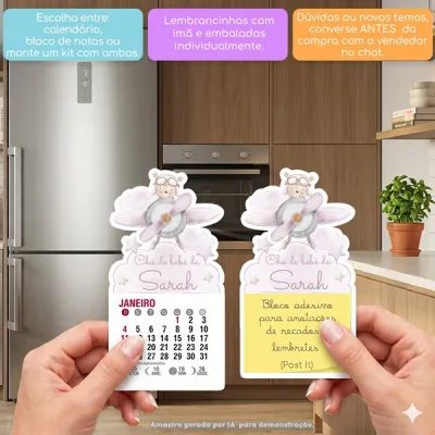 KIT COM 10 MINI CALENDÁRIO OU BLOCO DE RECADO URSINHA AVIADORA AQUARELA