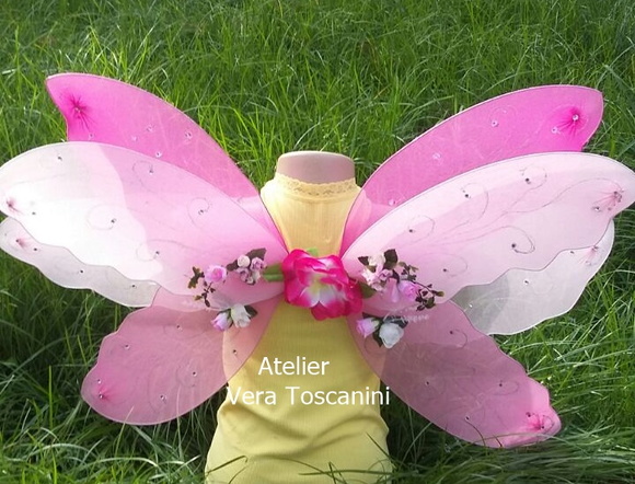 Fantasia asa de fada floral (kit asa e varinha)