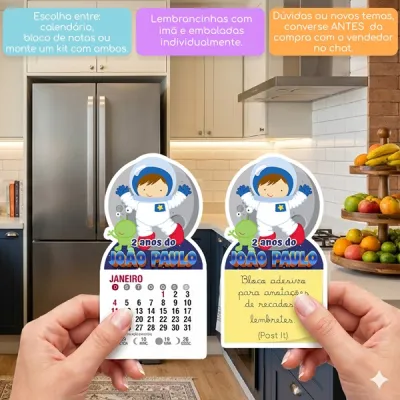 KIT COM 10 MINI CALENDÁRIO OU BLOCO DE RECADO ASTRONAUTA