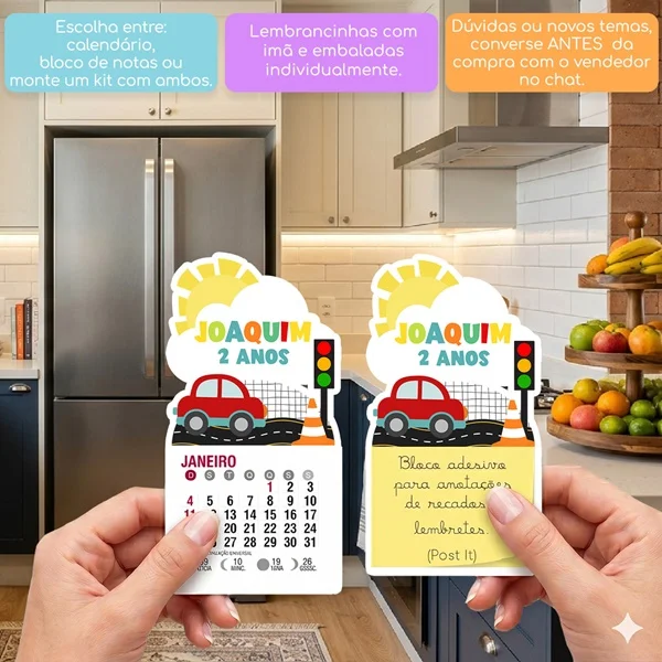 KIT COM 10 MINI CALENDÁRIO OU BLOCO DE RECADO CARRINHO