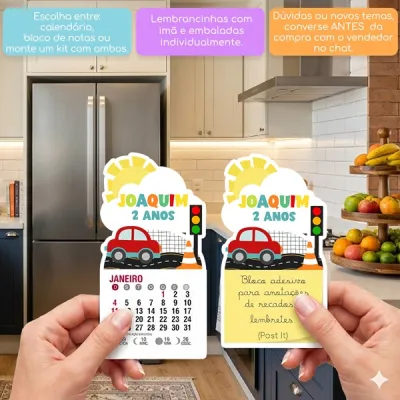 KIT COM 10 MINI CALENDÁRIO OU BLOCO DE RECADO CARRINHO