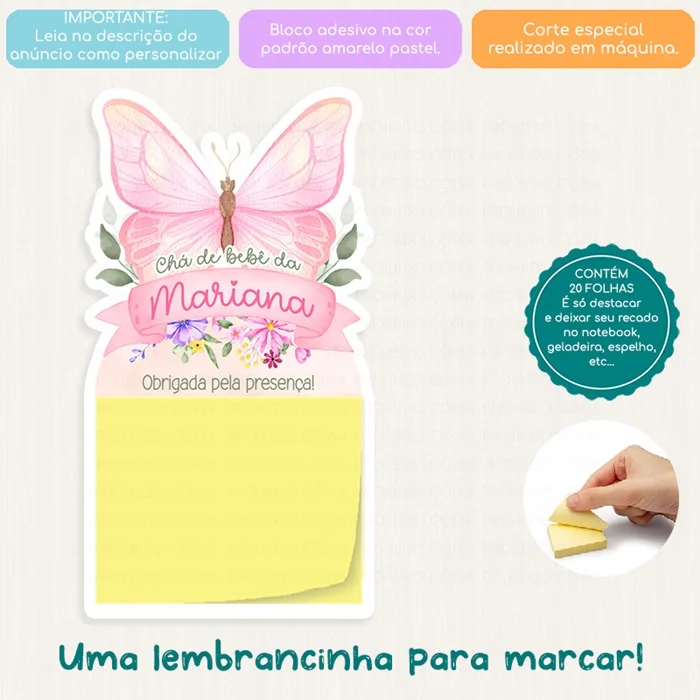 KIT COM 10 MINI CALENDÁRIO OU BLOCO DE RECADO JARDIM DAS BORBOLETAS - Imagem 3