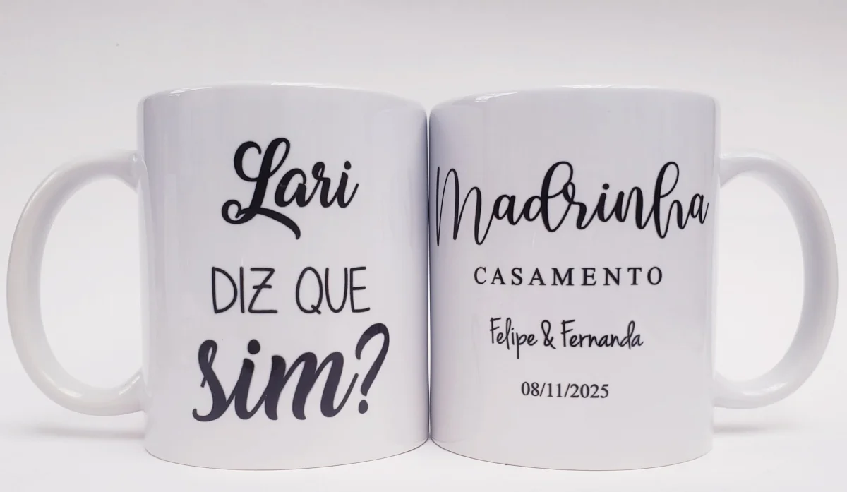 Caneca personalizada casamento padrinhos madrinhas