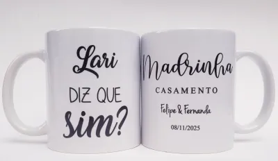 Caneca personalizada casamento padrinhos madrinhas
