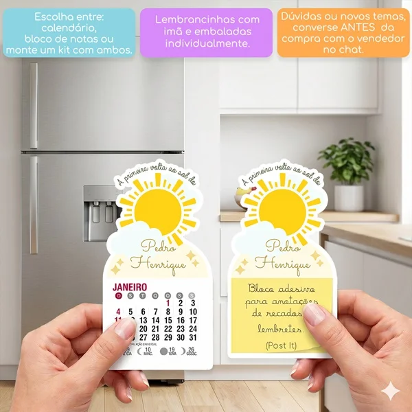 KIT COM 10 MINI CALENDÁRIO OU BLOCO DE RECADO VOLTA AO SOL
