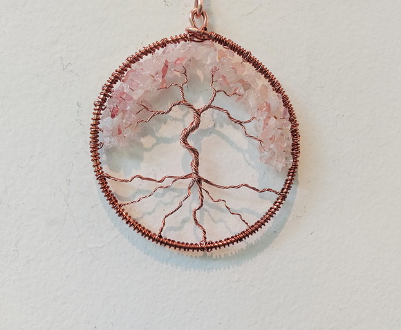 Árvore da Vida em Cobre com Quartzo Rosa - Imagem 4