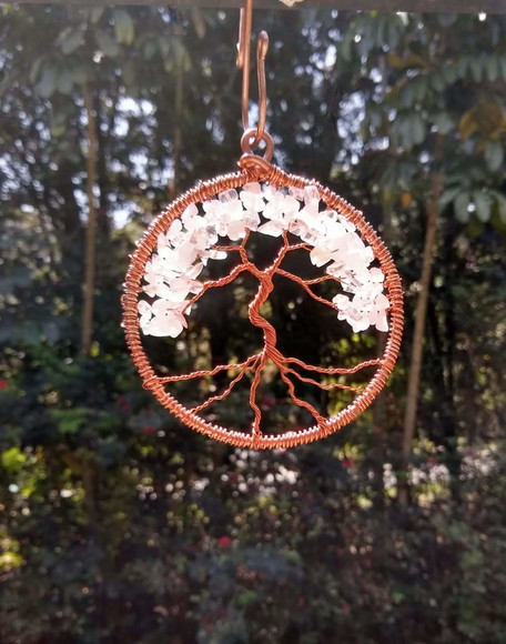 Árvore da Vida em Cobre com Quartzo Rosa - Imagem 3