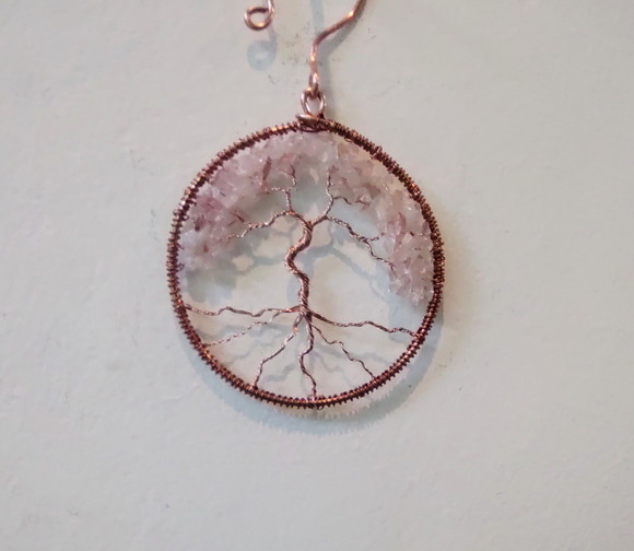 Árvore da Vida em Cobre com Quartzo Rosa - Imagem 5