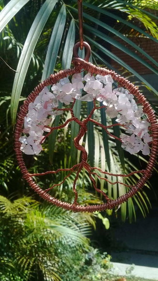 Árvore da Vida em Cobre com Quartzo Rosa - Imagem 2