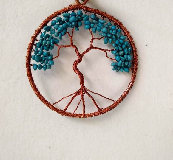 Árvore da Vida em Cobre com Turquesas - Imagem 2