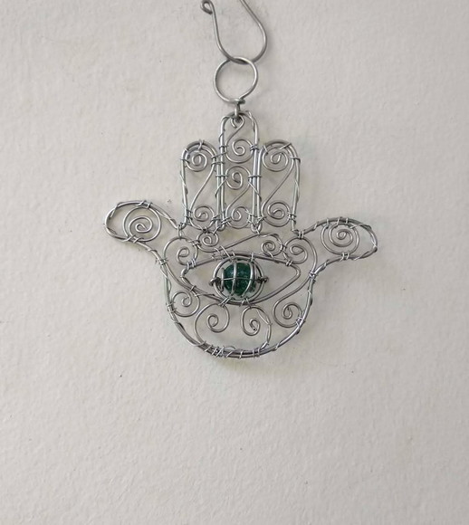 Suncatcher Hamsá/ Mão de Fátima Pequeno Verde Água - Imagem 3