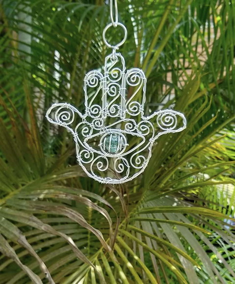 Suncatcher Hamsá/ Mão de Fátima Pequeno Verde Água - Imagem 2