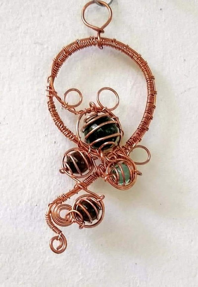 Suncatcher trançado em cobre e tons de verde - Imagem 2