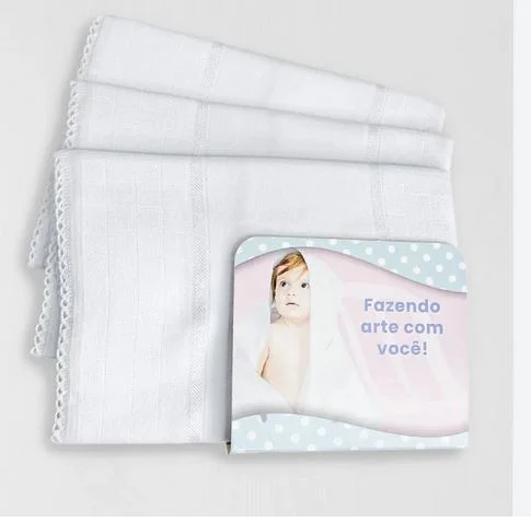 6Fraldas com Crochet 30x40cm Mabber Com Cheirinho de Bebe Barra LIsa Mabber - Imagem 2