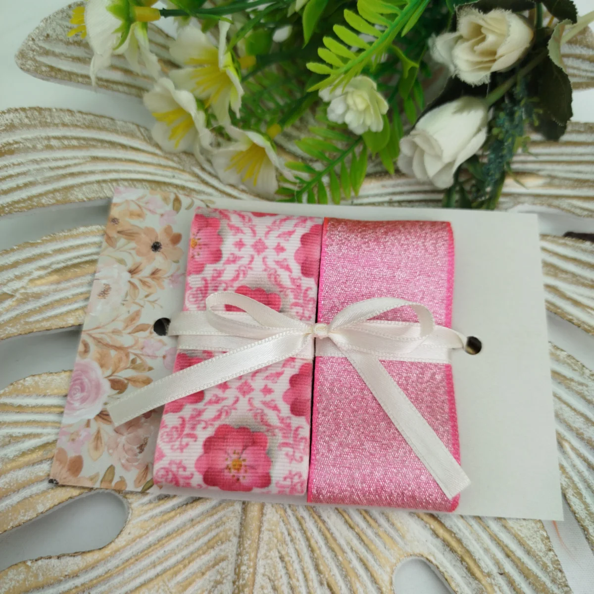Kit Fitas Decorativas Gorgurão Rosa e Lurex Brilho Rosa