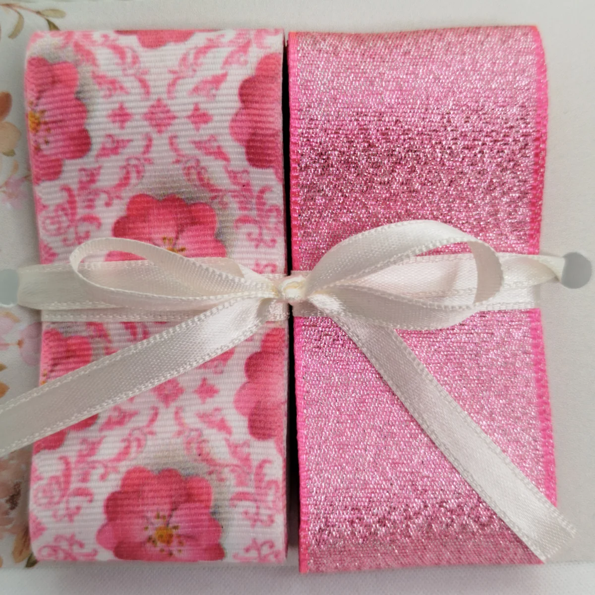 Kit Fitas Decorativas Gorgurão Rosa e Lurex Brilho Rosa - Imagem 2