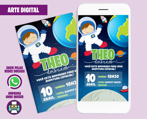 Convite Digital Astronauta Viagem ao Espaço