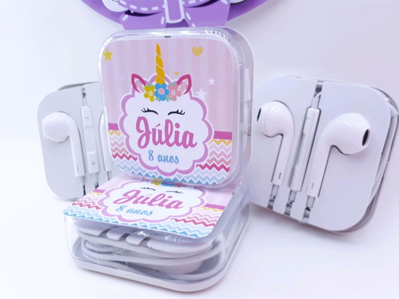 Fone de Ouvido Personalizado Unicórnio na Caixinha