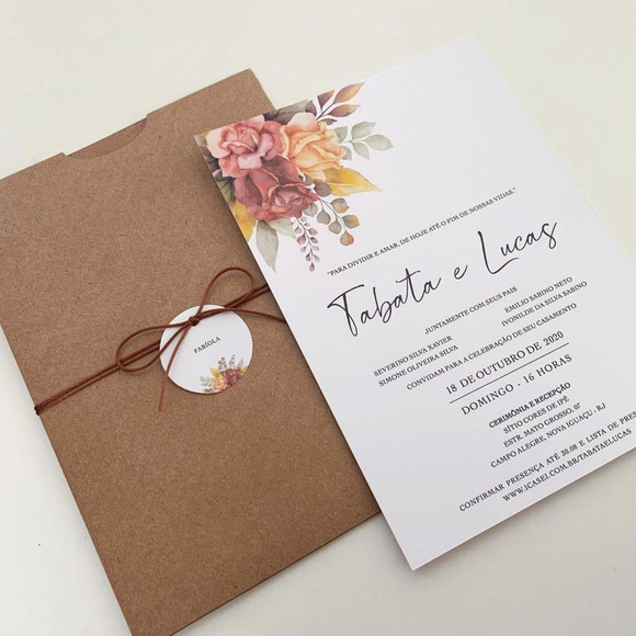 Convite de Casamento com Envelope