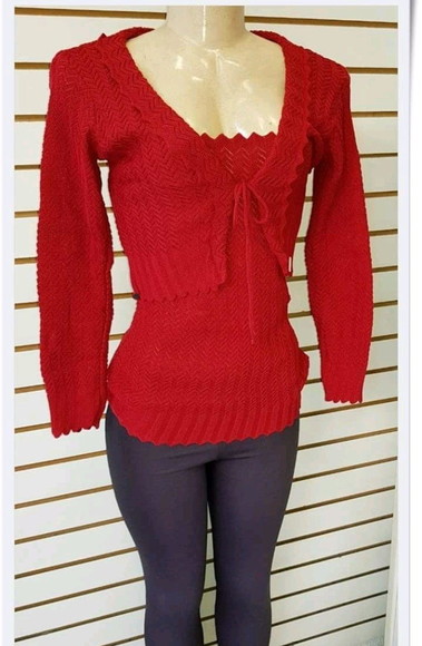 Bolero Manga Longa Tricô Camisete Conj 2 Pçs