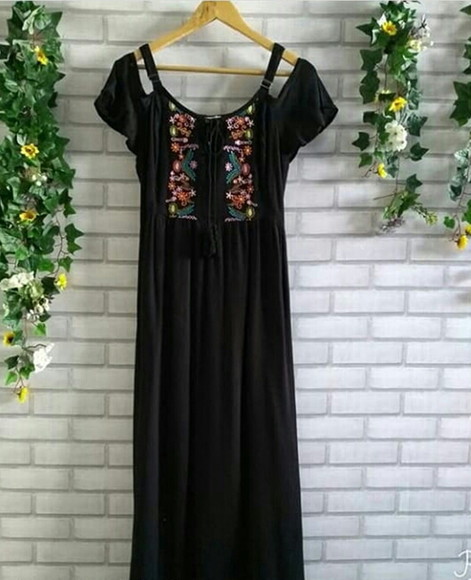 Vestido Longo Tecido Algodão Bordado Promoção