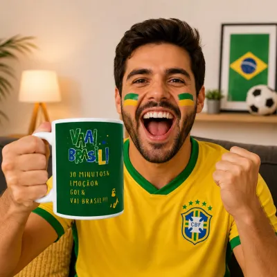 Caneca de Cerâmica Copa 2026 Brasil 330ml | Presente para Torcedores de Futebol | Copa com estilo