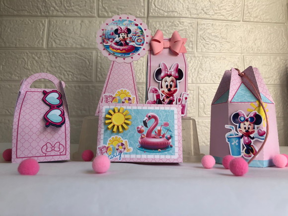 Personalizados Minnie Pool Party - Kit com 10 Unidades