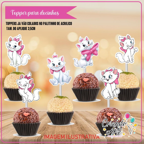 100 Toppers para Docinhos - Gata Marie