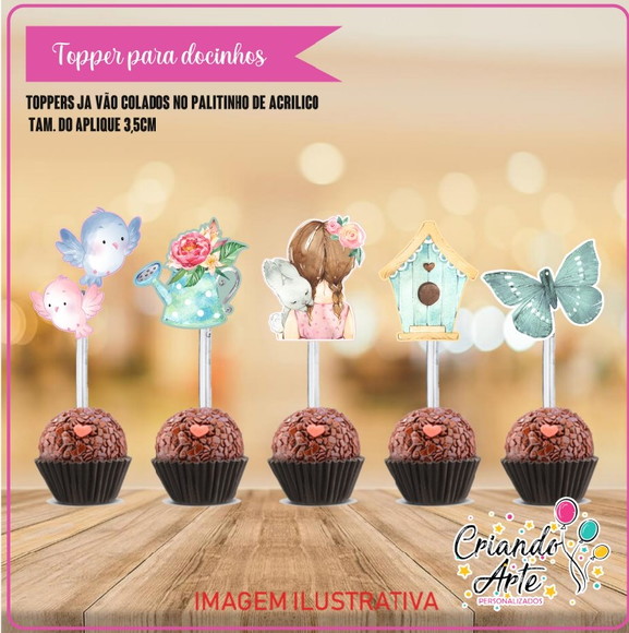 100 Toppers para Docinhos / Tag Jardim Encantado