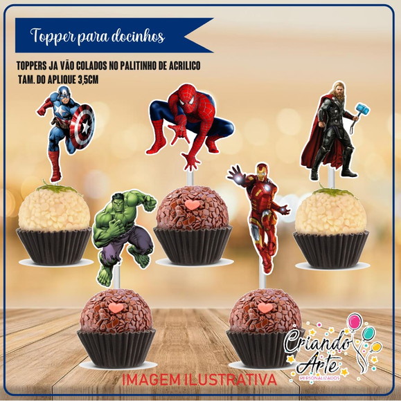100 Toppers para Docinhos Vingadores