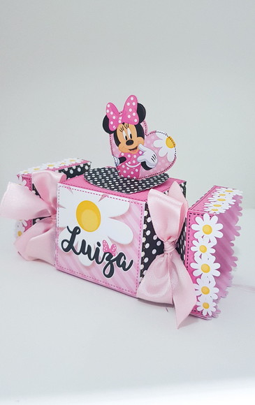 Caixa Bala Minnie Rosa com Laço