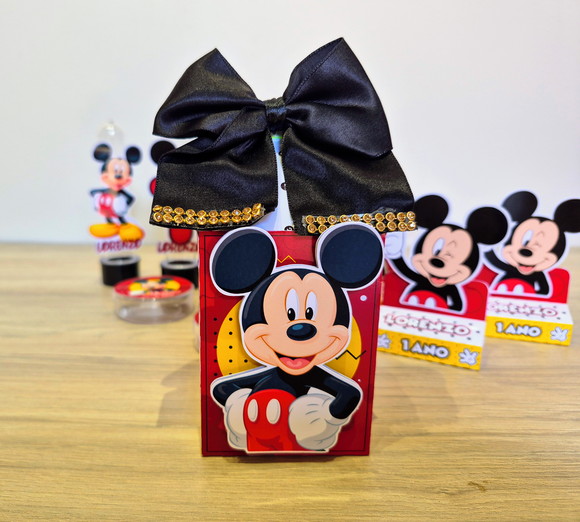 Caixa Milk Personalizada Mickey com Laço