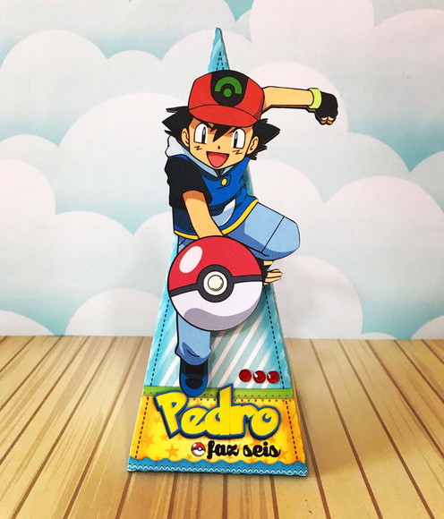 Caixa Pirâmide / Cone Personalizado Pokémon