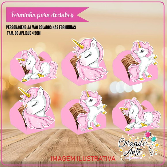 Forminhas para Doces - Unicórnio Rosa - 100 Unidades