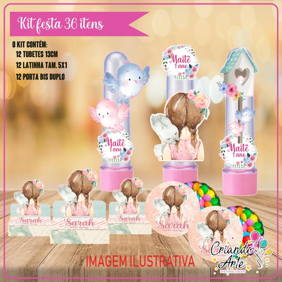 Kit Festa 36 Itens Jardim Encantado