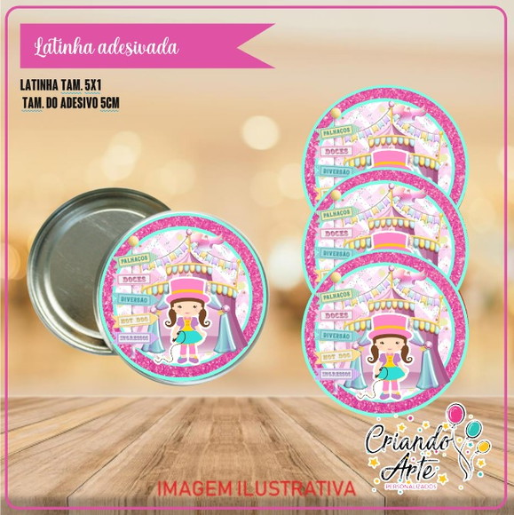 Latinha Personalizada Circo Rosa Menina