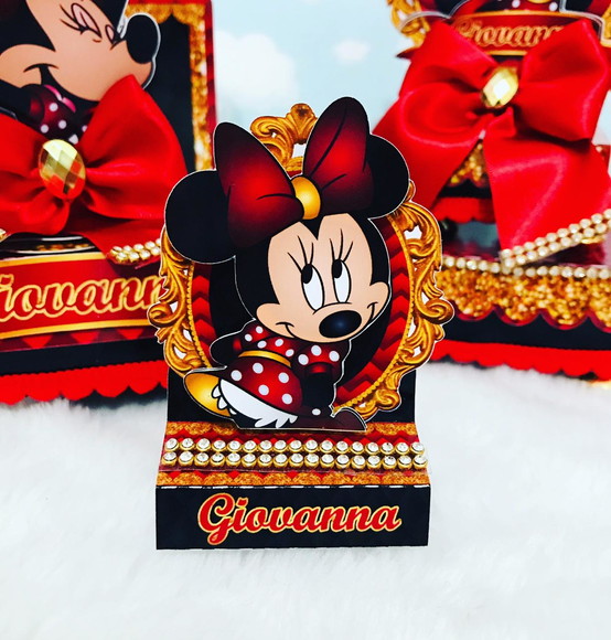 Porta Bis Minnie Vermelha Luxo c/ Strass