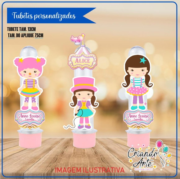 Tubete Personalizado Circo Rosa Menina