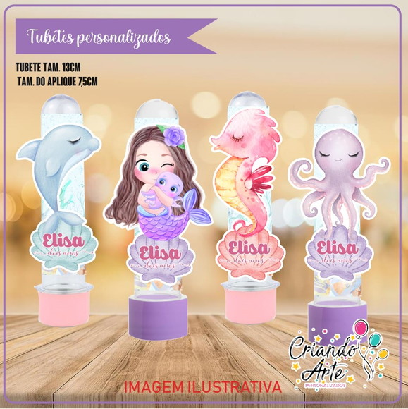 Tubete Personalizado Fundo do Mar Menina